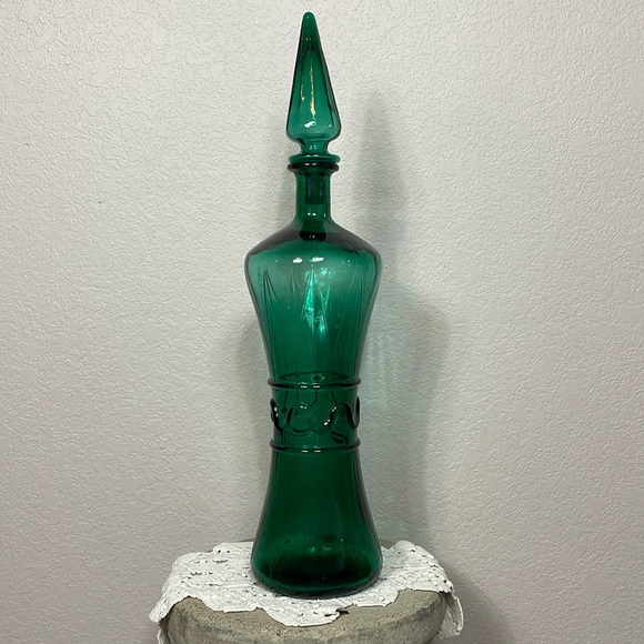 Other - Vintage Empoli Genie Bottle In Emerald Green 18.5” Tall